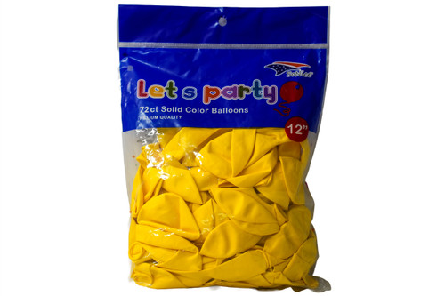 12" Yellow 72 Pcs Latex Balloon