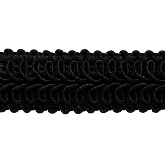 Braid Gimp Trim 1/2 Inch Braided Cord Scalloped Edge Braid Rick Rack Trim  for Sewing, Pillows, Home Curtain (10 Yards, Black)