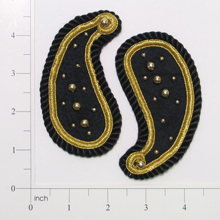 Beaded Paisley Applique/Patch with Cording 2 Pack - 3 3/4" x 2"