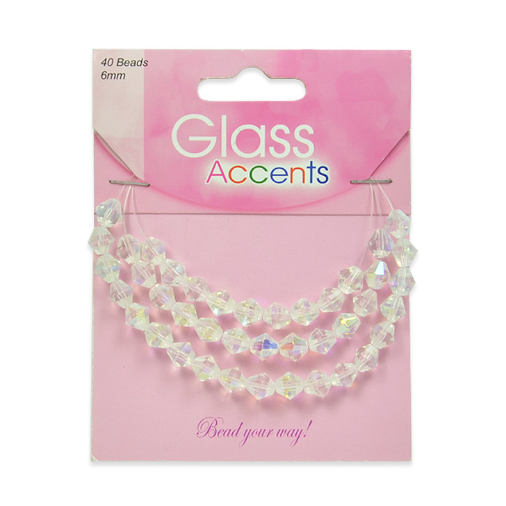Glass Beads Diamond Facet Pack of 40   