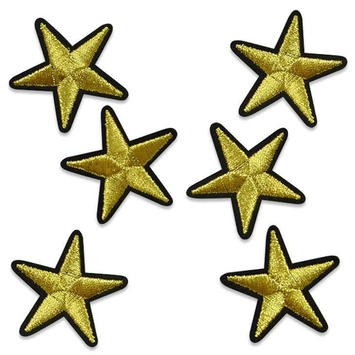 Star Sm 1.5" Iron On Applique/Patch Gold 6 pc