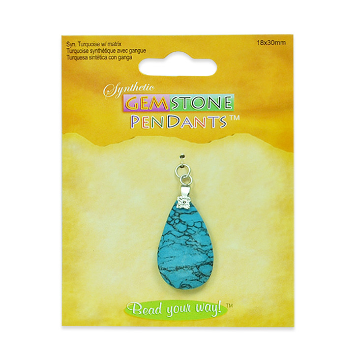 Synthetic Turquoise with Matrix Drop Pendant   