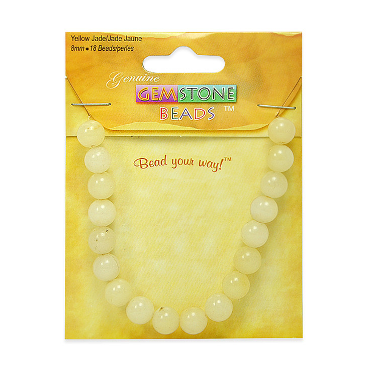Yellow Jade Beads - 8mm - 18 pcs.    