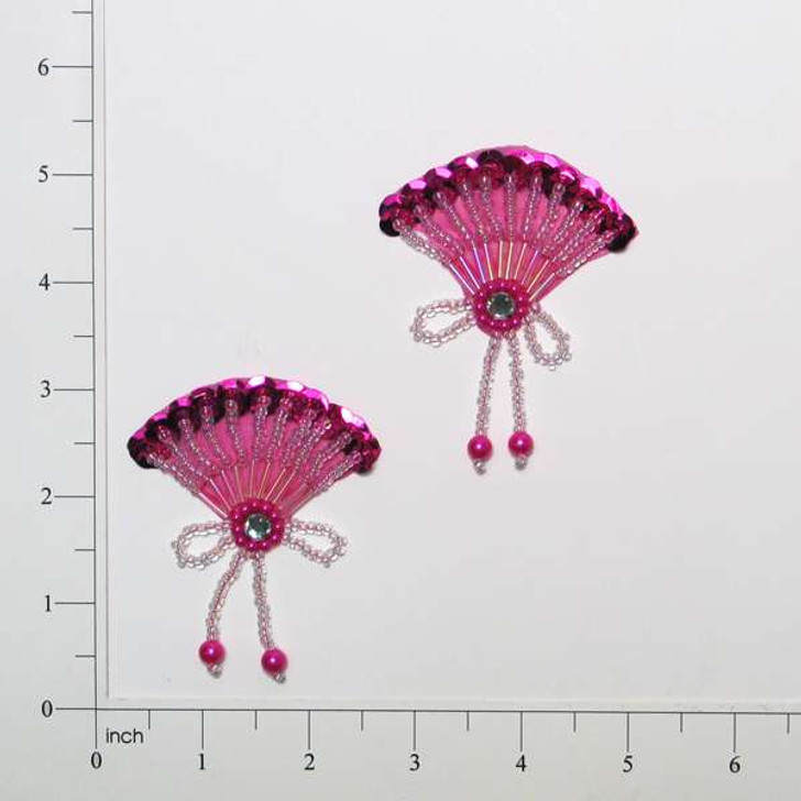 Beaded Fan Sequin Applique/Patch Pack of 2