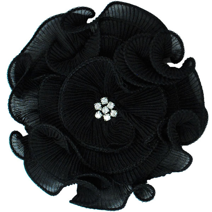 Ruffled Flower with Rhinestone Center Applique/Patch