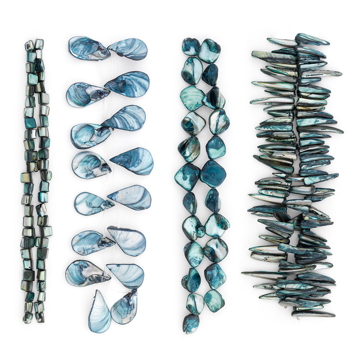 Persephone Sea Shell Beads Collection Value Pack |  Blue
