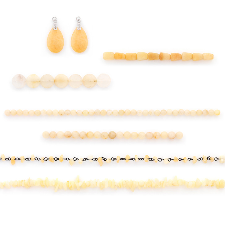 Yellow Jade Natural Gemstone Beads and Pendants Value Pack Collection