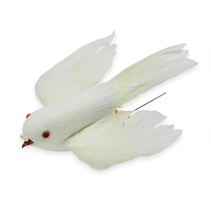 Serene White Dove Bird Accent Decor 4 1/2" x 3 3/4" Real Feathers  