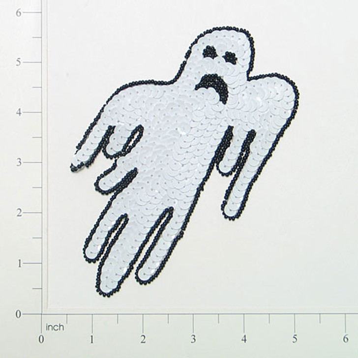 Ghost Beaded Sequin Applique/Patch 6" x 4"