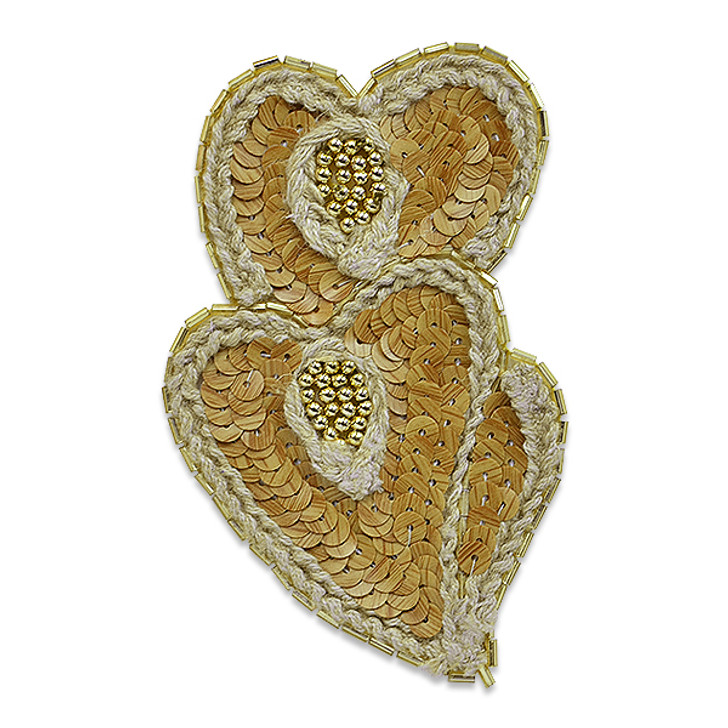Blossoming Heart Natural Applique/Patch 4 1/2" x 2 3/4"  