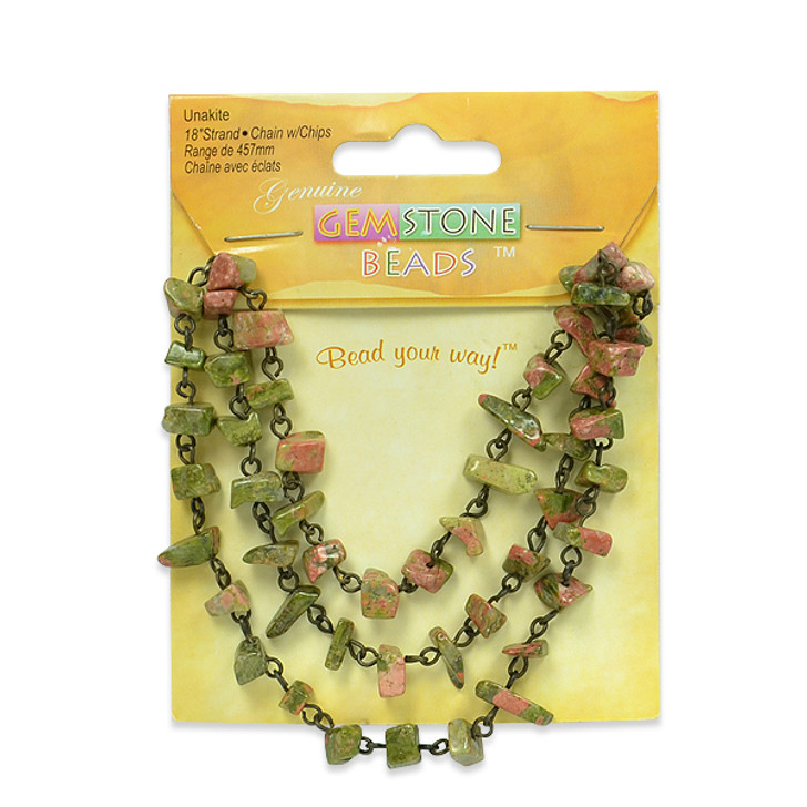 Unakite Chain with Chips - 18" Strand 