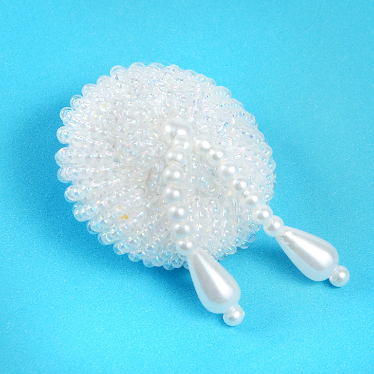 Beaded Button With Pearl Tassels