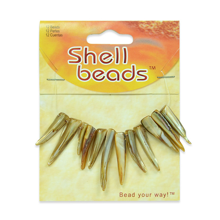 Tinted Shell Spike Beads Amber Pack of 12 