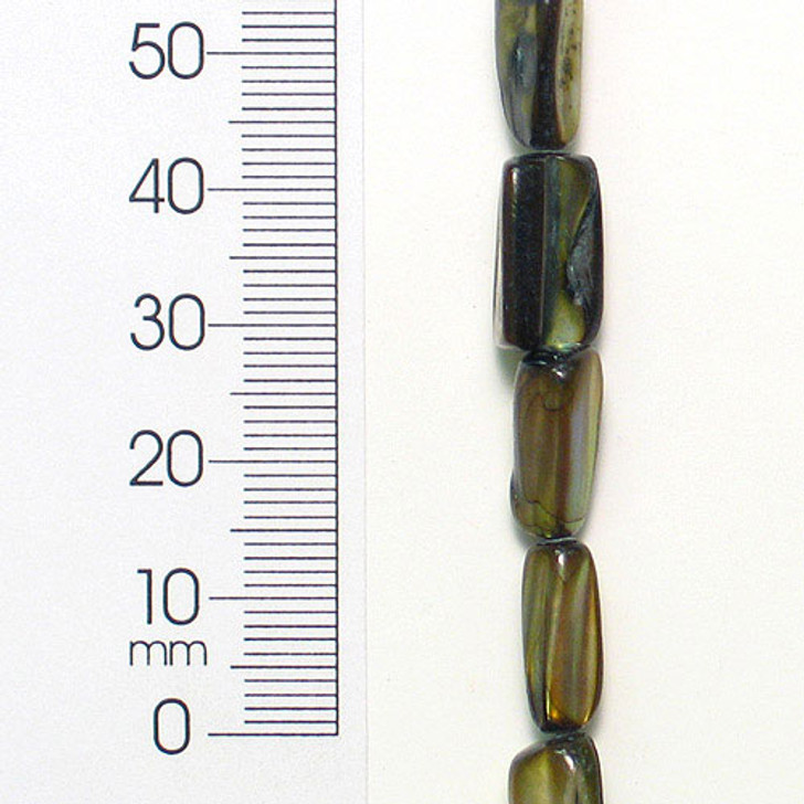Sea Shell 5-12 mm Tubular Beads 16" Strand (28 beads)  Oliv                