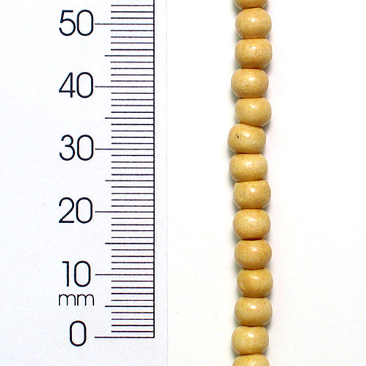 Round Wood Beads - Beige - 6mm - 2 x 8" Strand