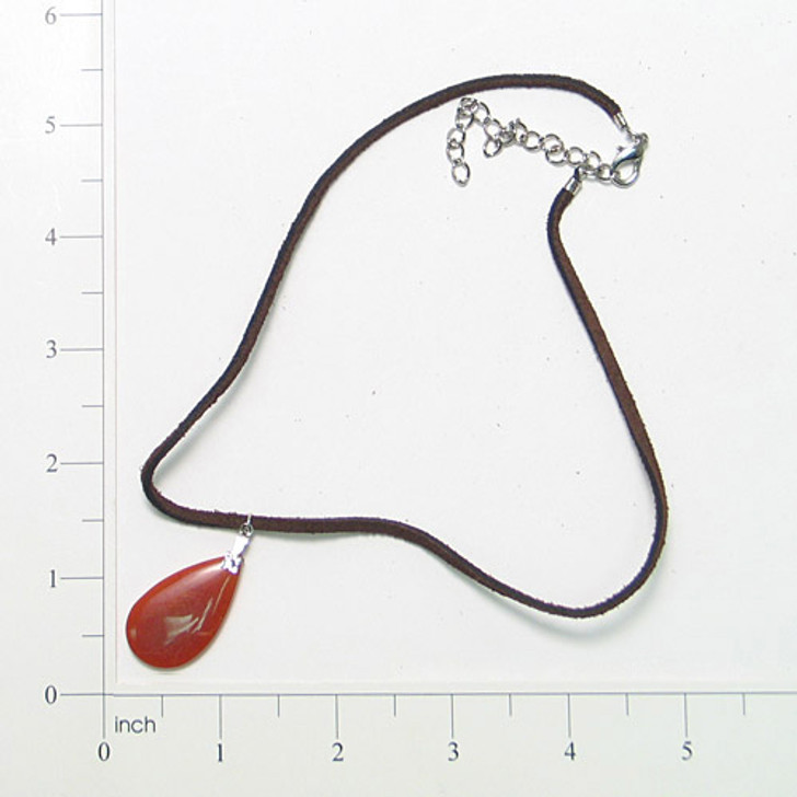 Leather Necklace With Red Adventurine Pendant