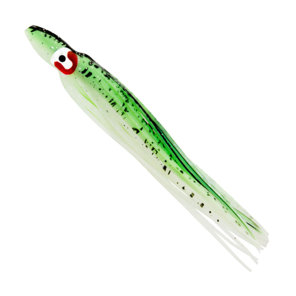 Gibbs Delta Rigged Hoochie Glow Green/Black Spatter Back