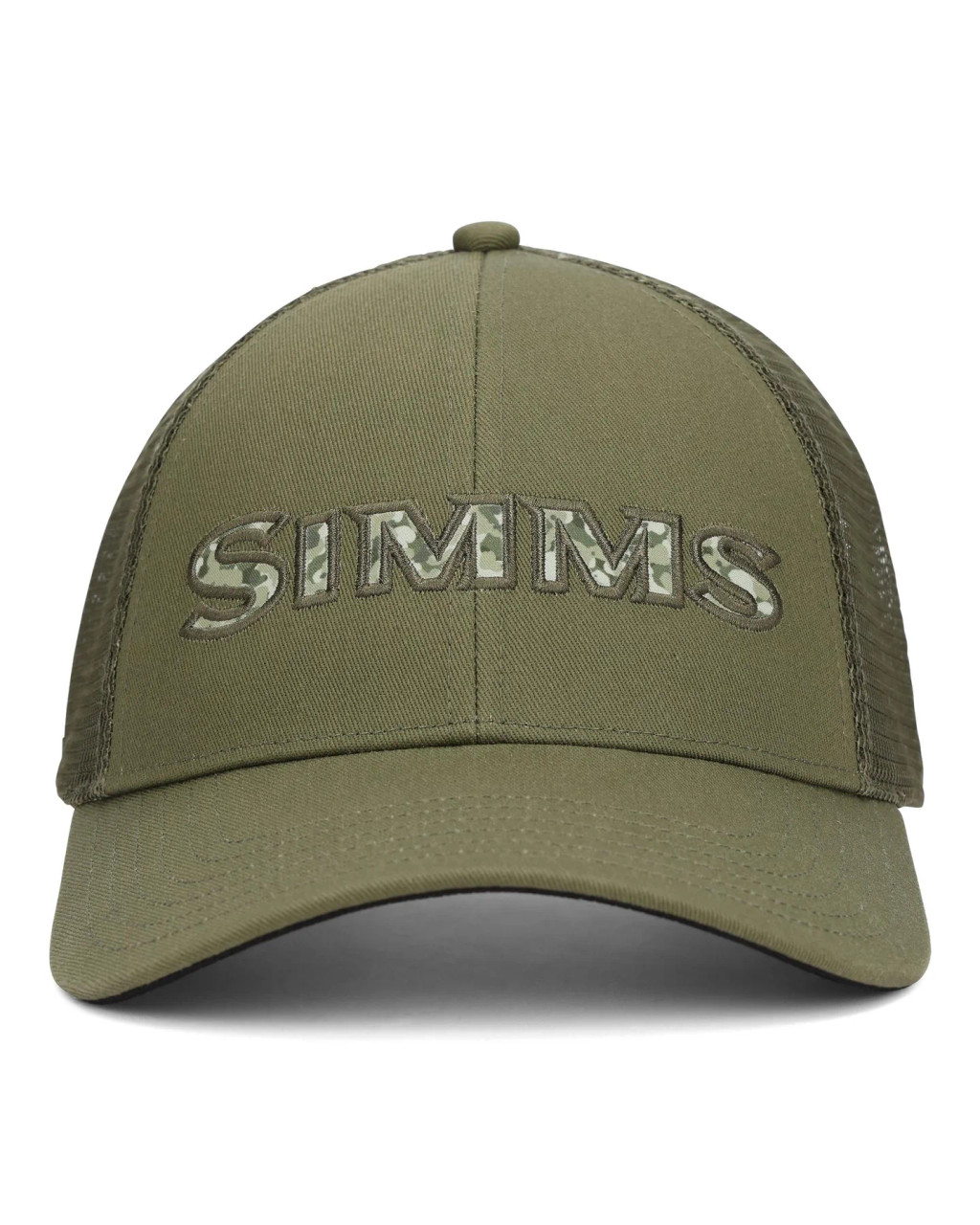 Simms Single Haul Trucker Hat Back Eddy Camo Fill Loden