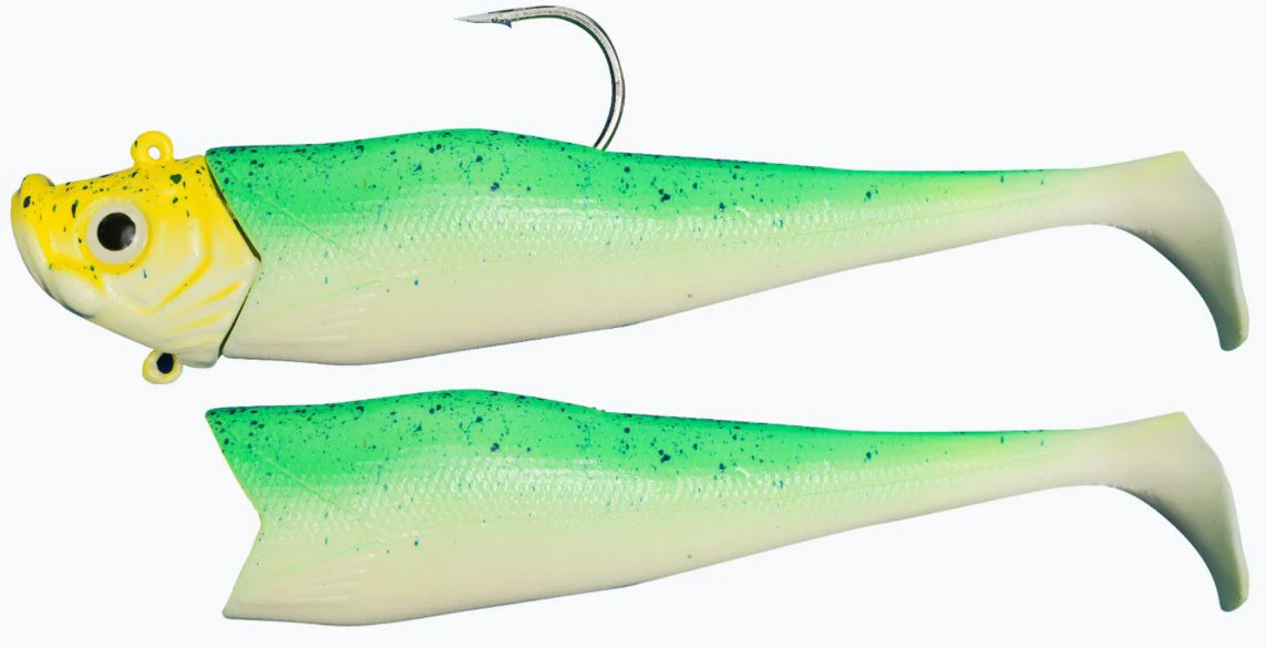 Amundson Mega Jig Swim Tail 14oz Green Back/White Body