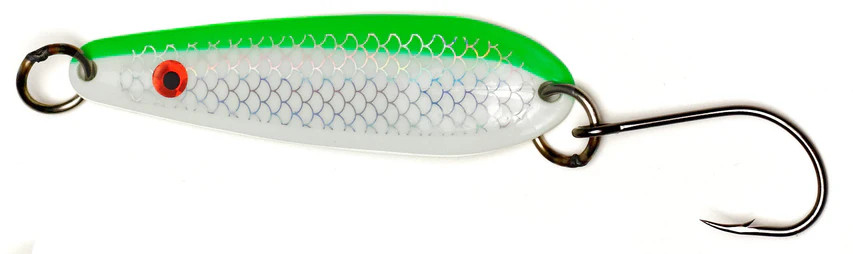 Amundson Fat Shiver Spoon 3" Fish Cop Glow/UV 2pk