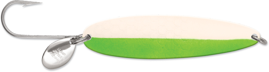 Luhr Jensen LJ Coyote Spoon 3.5" Everglo/Flo.Green H&H/Nickel Back