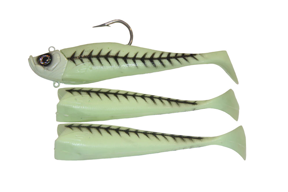 Mega Bite Swim Tail Jigs 14oz Glow Hurricane