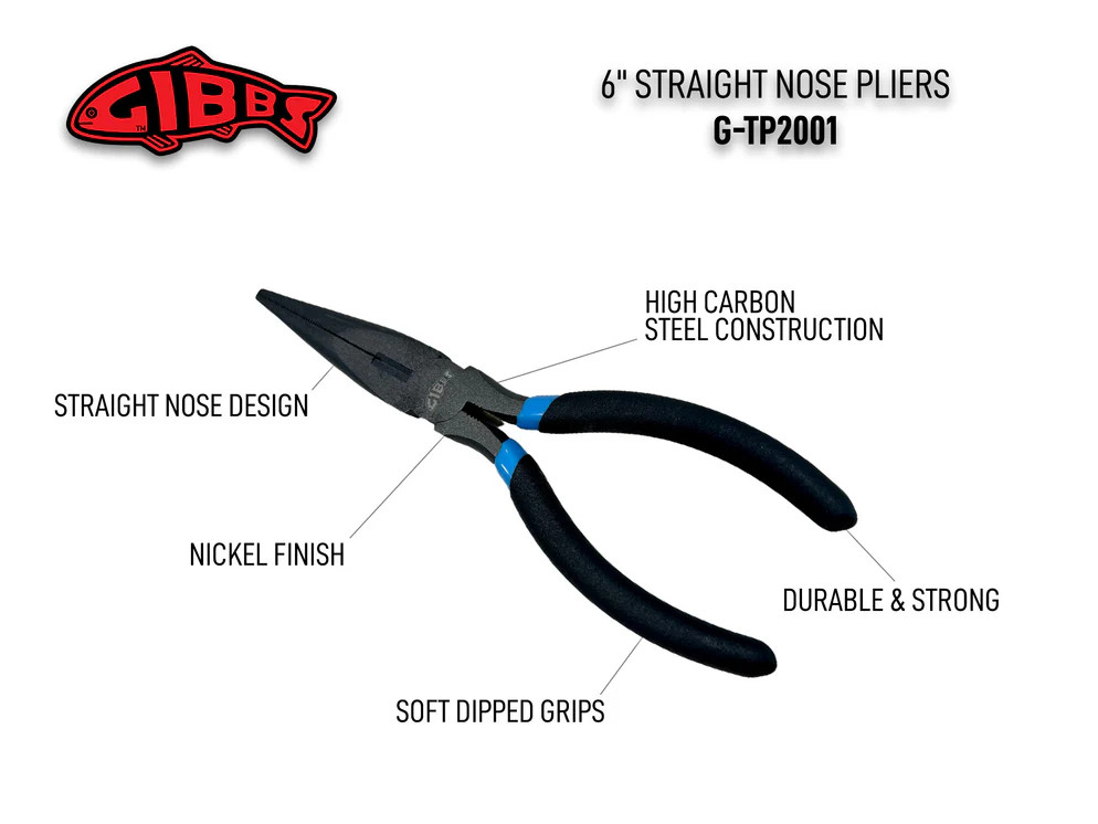 Gibbs 6" High Carbon Steel Straight Nose Pliers