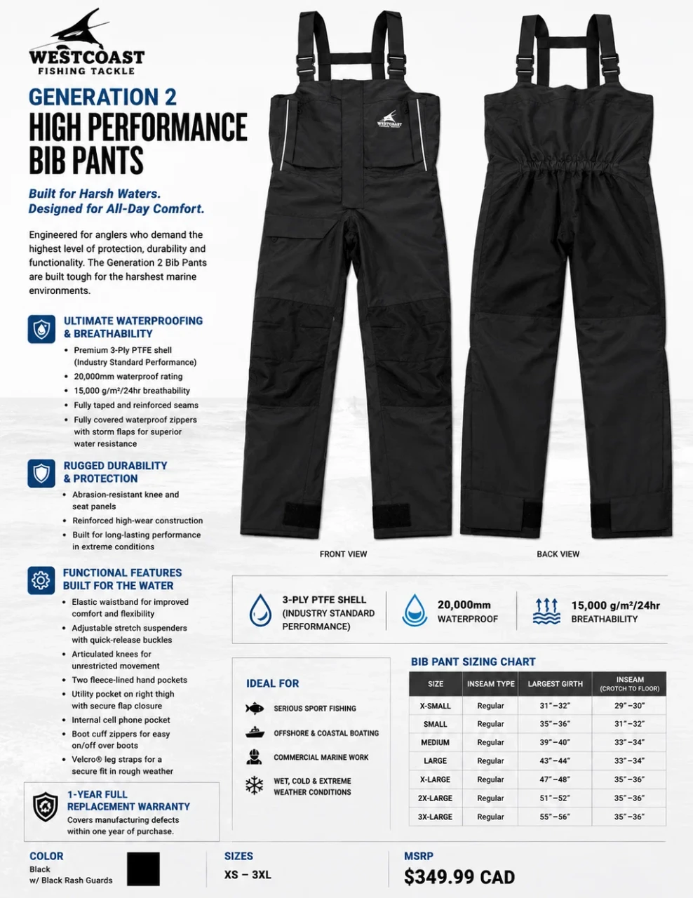 WCFT High Performance Bib Pants XL