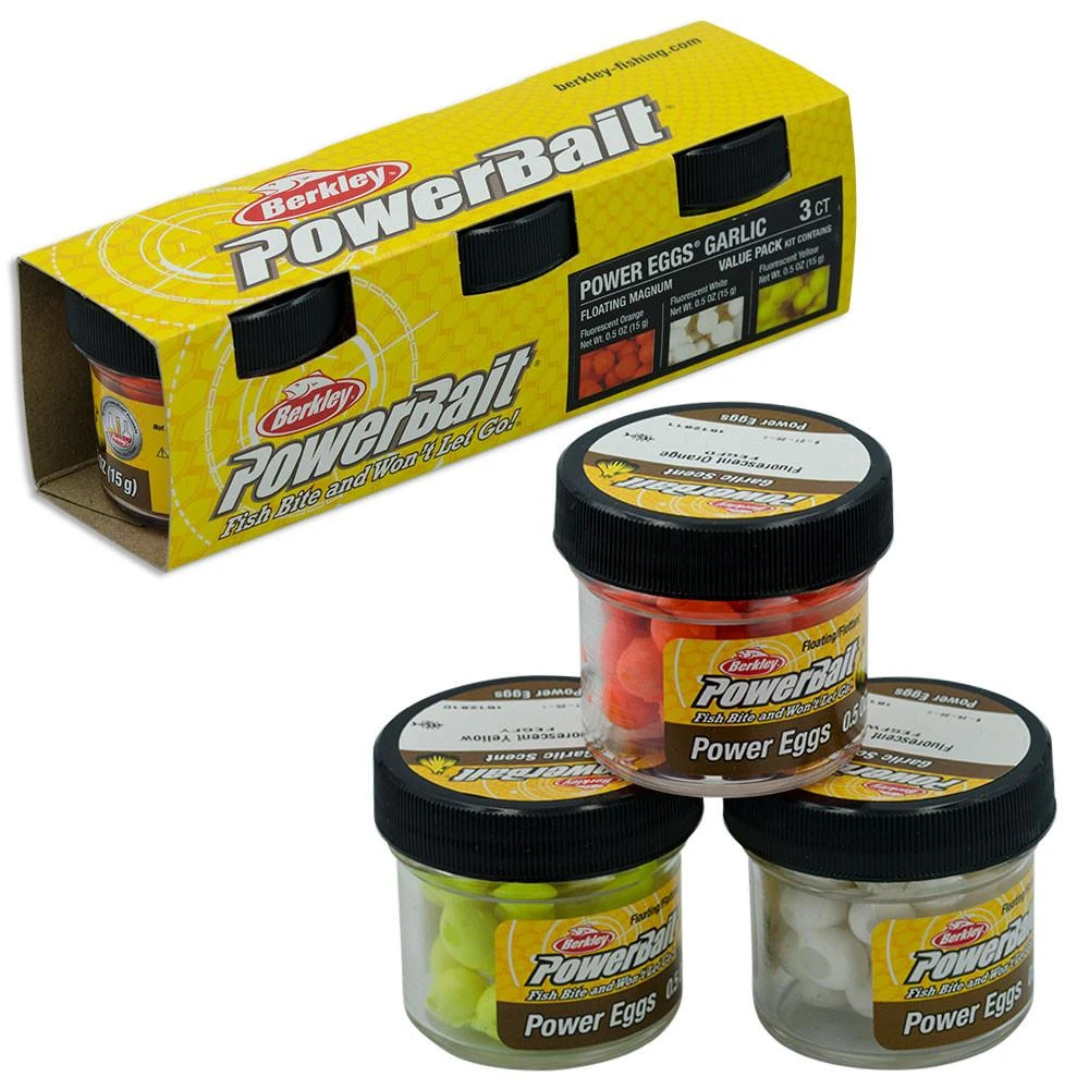 PowerBait Power Eggs Garlic 3pk Assorted