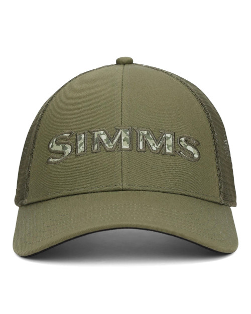 Simms Single Haul Trucker Hat Back Eddy Camo Fill Loden