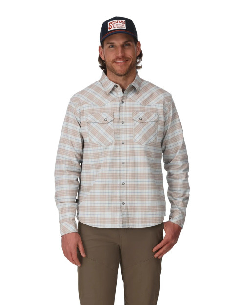 Simms M's Brackett Flannel Drummond Plaid: Stone Sz.L