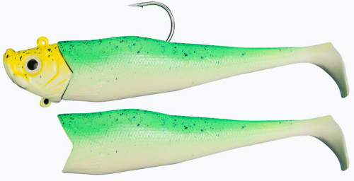 Amundson Mega Jig Swim Tail 14oz Green Back/White Body