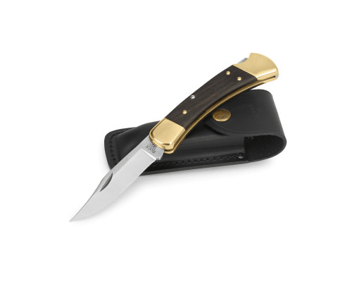 Buck 110 Knife Folding Hunter Ebony Hardwood Handle