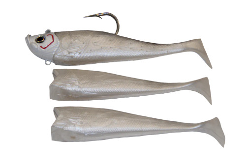 Mega Bite Swim Tail Jigs 14oz UV White Russian