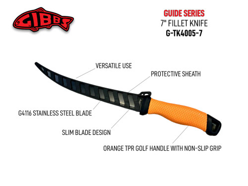 Gibbs 7" Stainless Steel Fillet Knife Guide Series