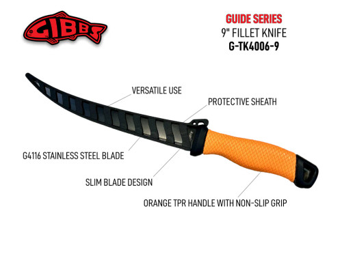 Gibbs 9" Stainless Steel Fillet Knife Guide Series