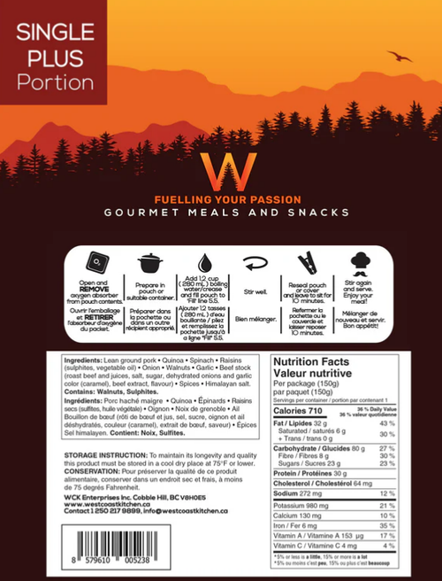 West Coast Kitchen Single Plus Portion Quinoa with Italian Sausage