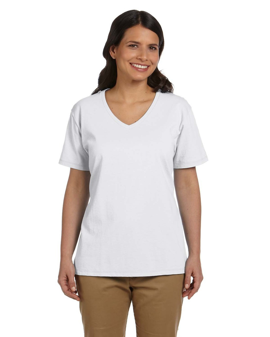 Hanes 5780 Ladies' 5.2 oz. Tagless® V-Neck T-Shirt - ClothingAuthority.com