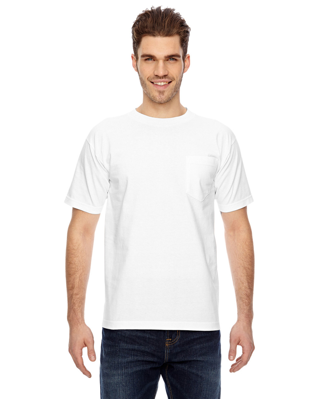 Bayside BA7100 Adult 6.1 oz., 100% Cotton Pocket TShirt