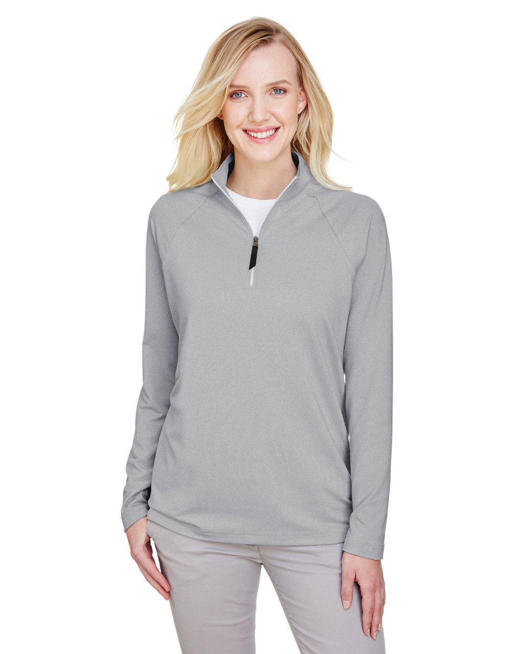 Devon & Jones DG480W CrownLux Performance™ Ladies' Clubhouse Micro-Stripe  Quarter-Zip