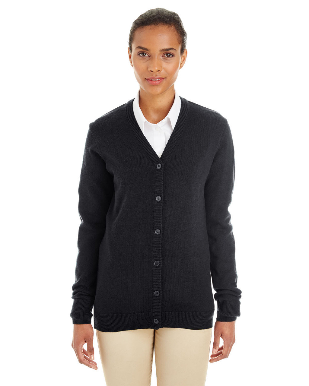 Harriton M425W Ladies' Pilbloc VNeck Button Cardigan Sweater