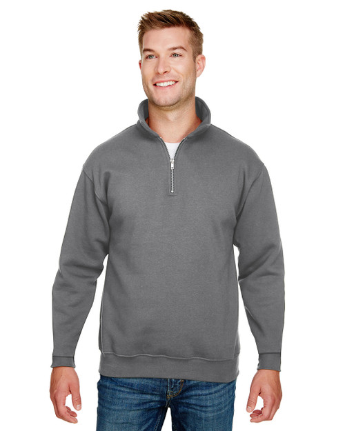 Bayside Quarter-Zip Pullover Sweatshirt in Charcoal, Size X-Large Cotton/Polyester