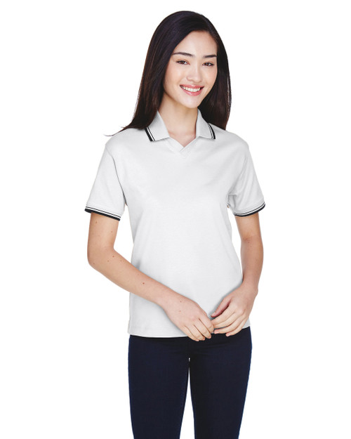 Devon & Jones D140W Ladies' Tipped Perfect Pima Interlock Polo