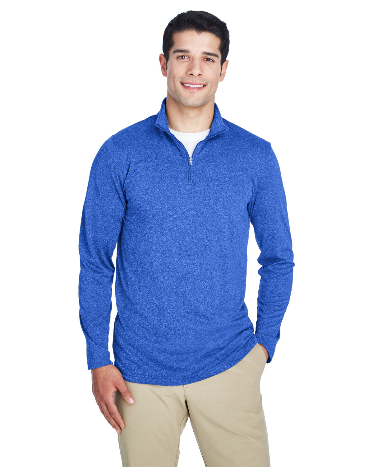UltraClub 8618 Cool & Dry Heathered Performance QuarterZip