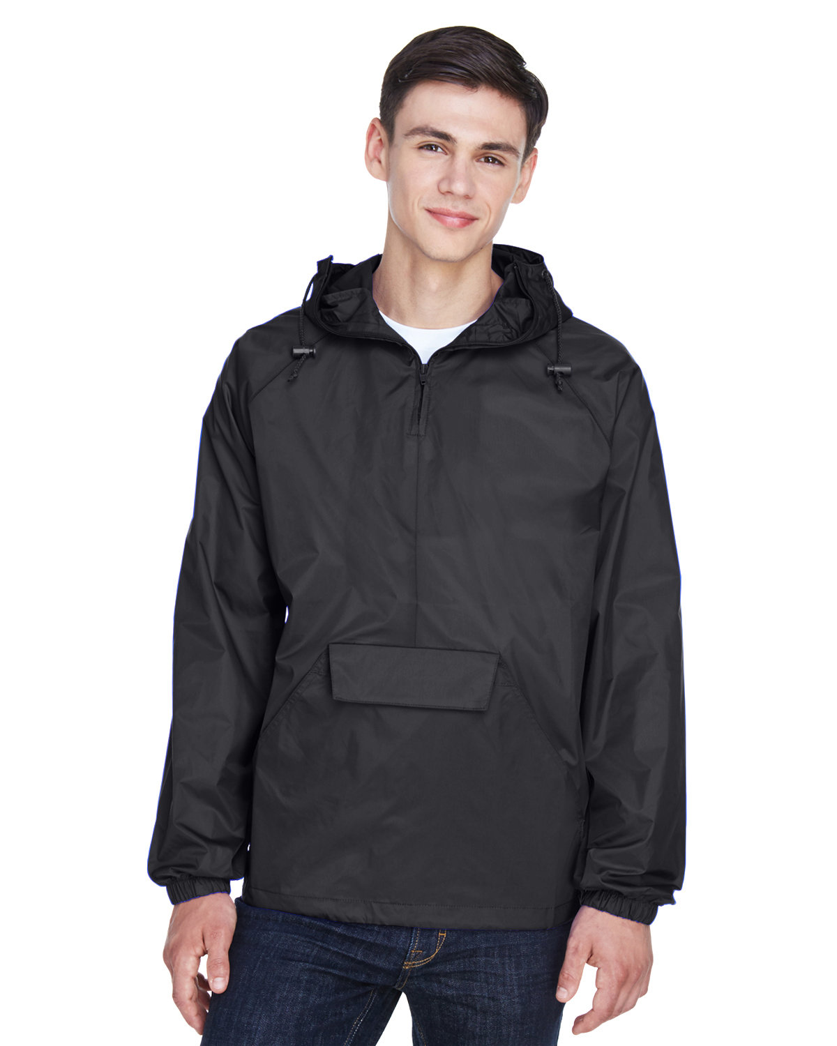 UltraClub 8925 QuarterZip Hooded Pullover PackAway Jacket