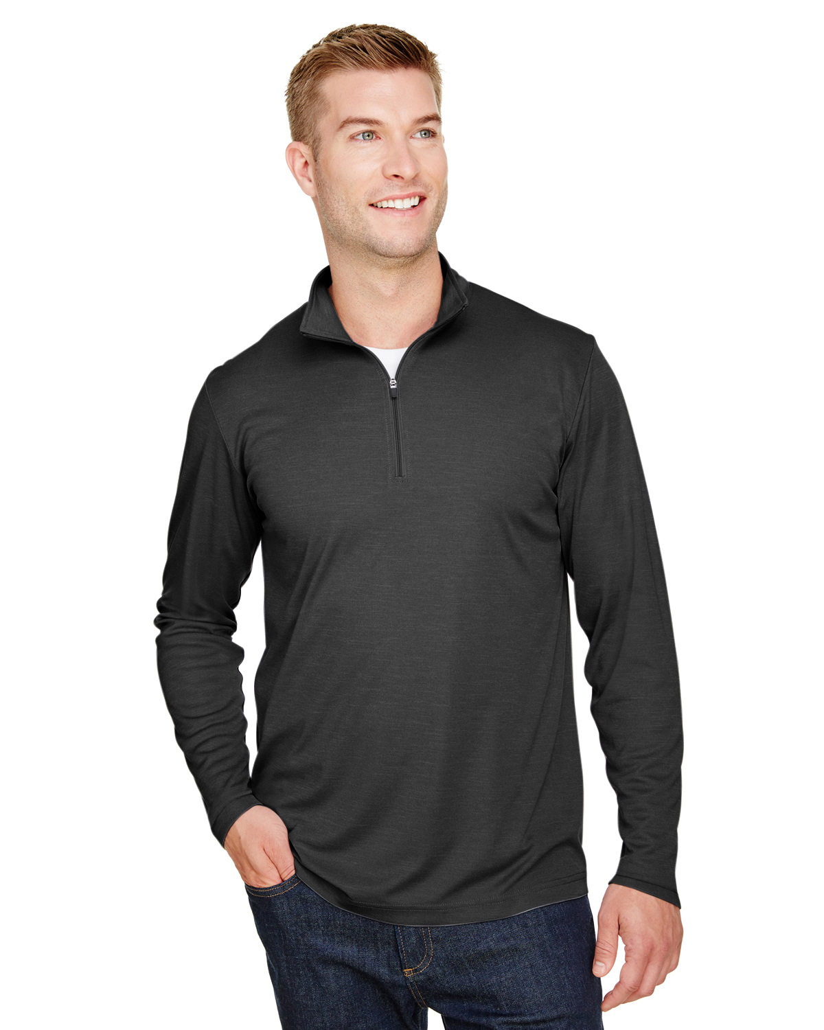 Team 365 TT31H Zone Sonic Heather Performance QuarterZip