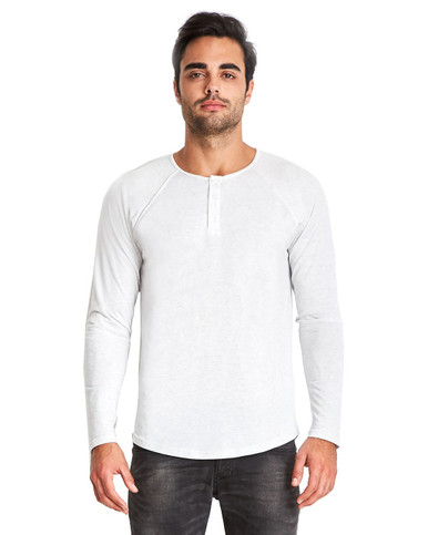 【DISCERNMENT】Simple Line Henley Neck Long Sleeve Next Level 6072 Men's Triblend LongSleeve Henley