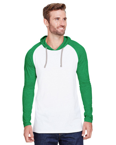 LAT 6917 Men's Hooded Raglan LongSleeve TShirt