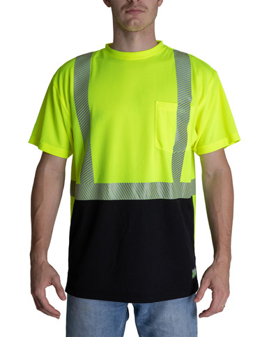 Berne HVK017 HiVis Class 2 Color Blocked Pocket TShirt