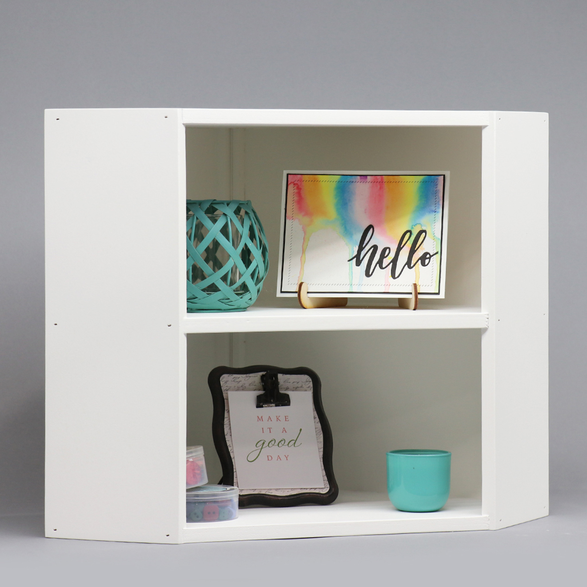 Repurposed: Drawer to Craft Paint Storage Shelf - Happiness is